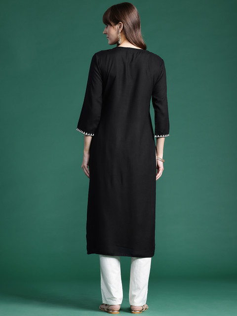 Indo Era Floral Embroidered Thread Work Kurta - Image 5