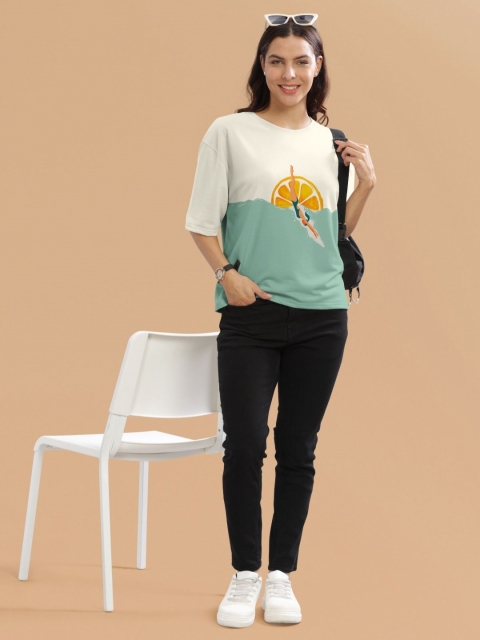 HELLCAT Women Graphic Printed Round Neck Cotton Oversized T-Shirt - Image 5