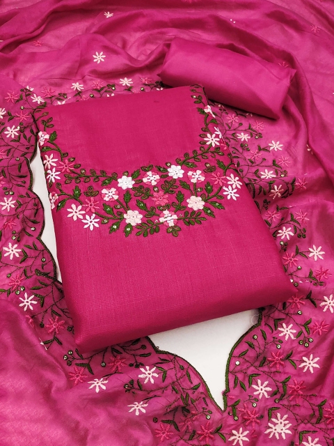 Panzora Floral Embroidered Unstitched Dress Material - Image 2