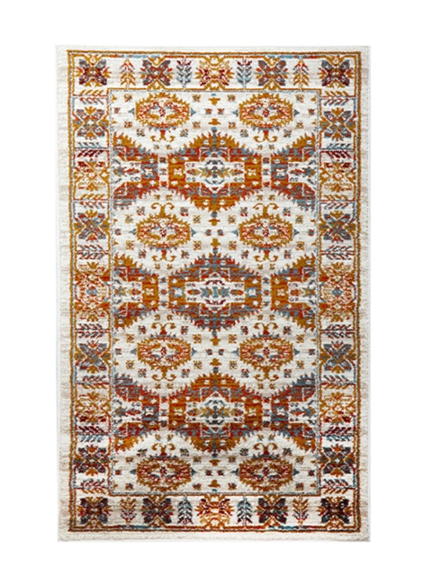 Sapana Carpet-Mats Cream & Yellow Traditional Anti-Skid Carpet
