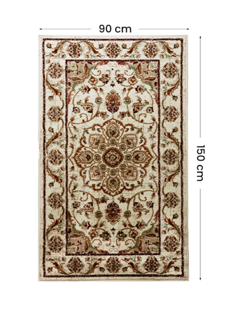 Sapana Carpet-Mats Cream Coloured & Red Floral Printed Anti-Skid Carpet - Image 6