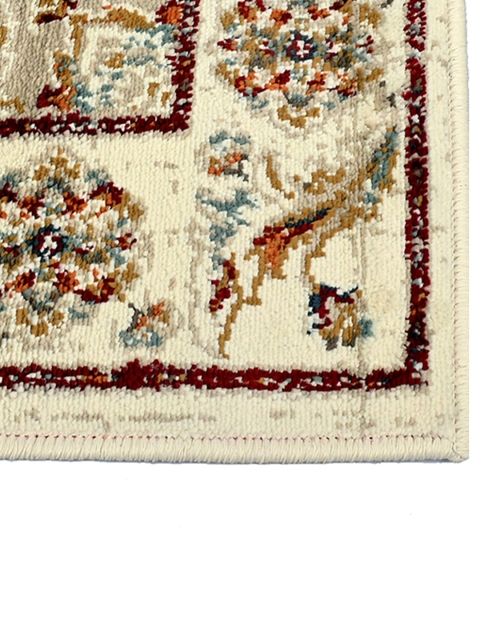Sapana Carpet-Mats Cream Coloured & Red Floral Printed Anti-Skid Carpet - Image 4
