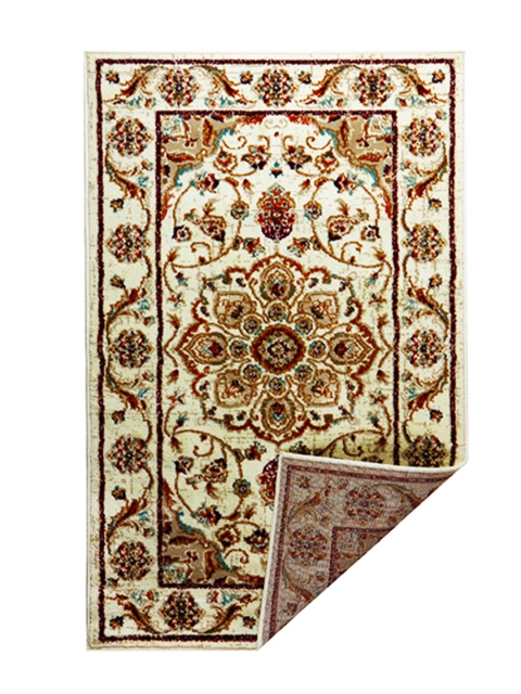 Sapana Carpet-Mats Cream Coloured & Red Floral Printed Anti-Skid Carpet - Image 2