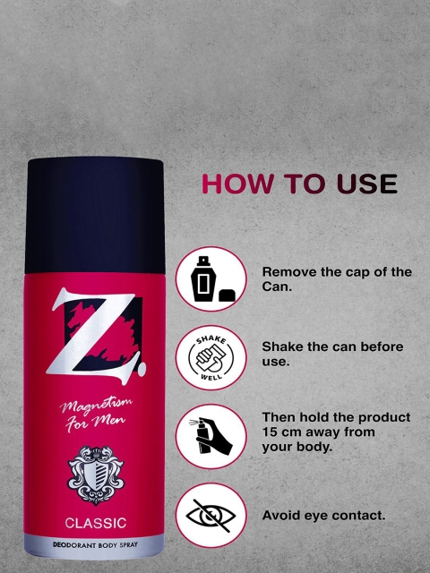 Z-MAGNETISM FOR MEN Set of 2 Classic Long Lasting Deodorant Spray - 175ml / 116.6g Each - Image 3