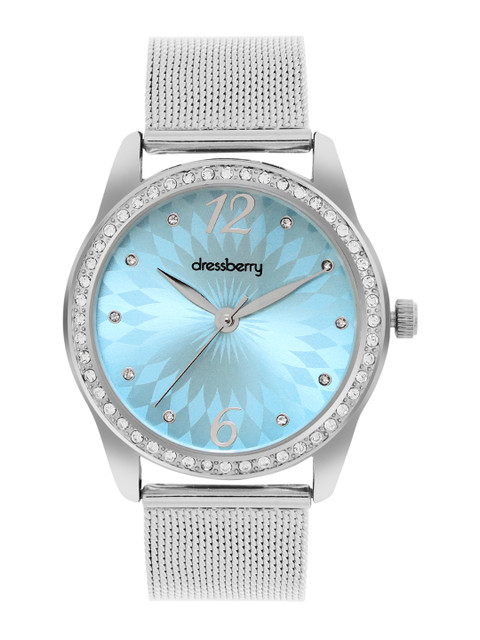 DressBerry Women Brass Embellished Dial & Stainless Steel Bracelet Style Straps Analogue Watch DB1006 - Image 2