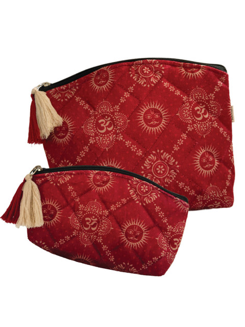 MAATIR DESIGNS India Red & Beige 2 Pieces Printed Multi Purpose Pouches