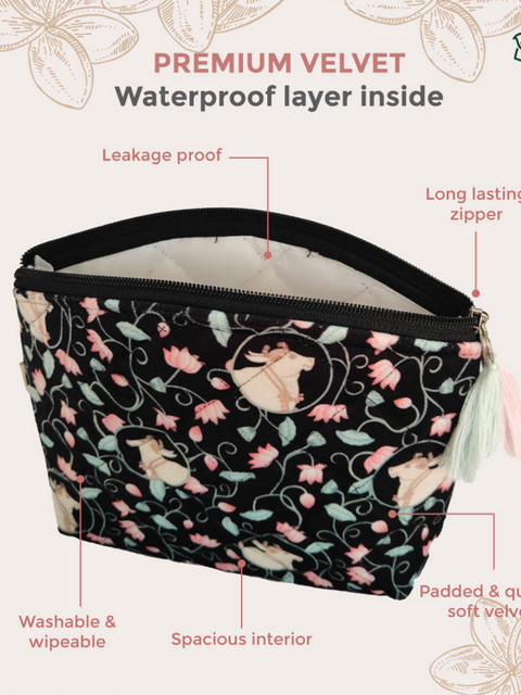 MAATIR DESIGNS India Black & Pink 2 Pieces Printed Multi Purpose Pouches - Image 5