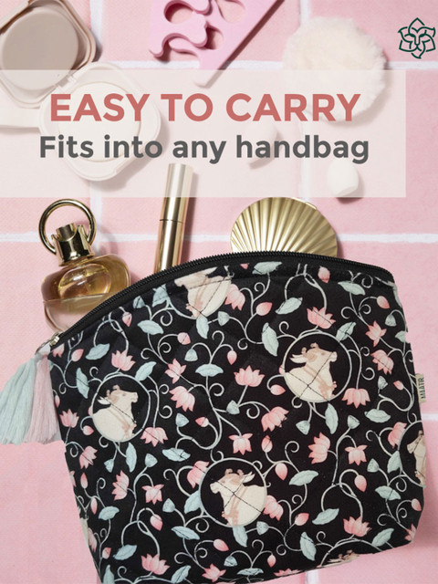 MAATIR DESIGNS India Black & Pink 2 Pieces Printed Multi Purpose Pouches - Image 3