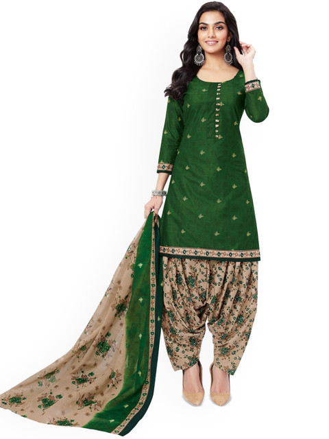 MIRAAN Floral Printed Pure Cotton Unstitched Dress Material