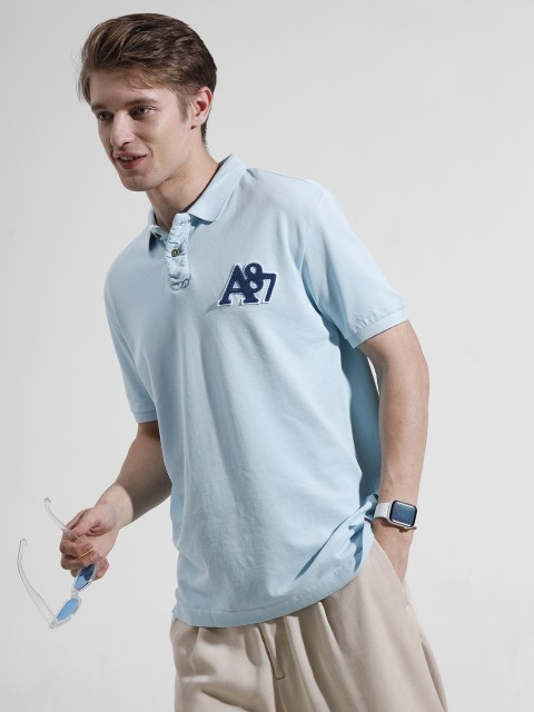 Aeropostale Brand Logo Applique Detailed Polo Collar Pure Cotton T-shirt - Image 3
