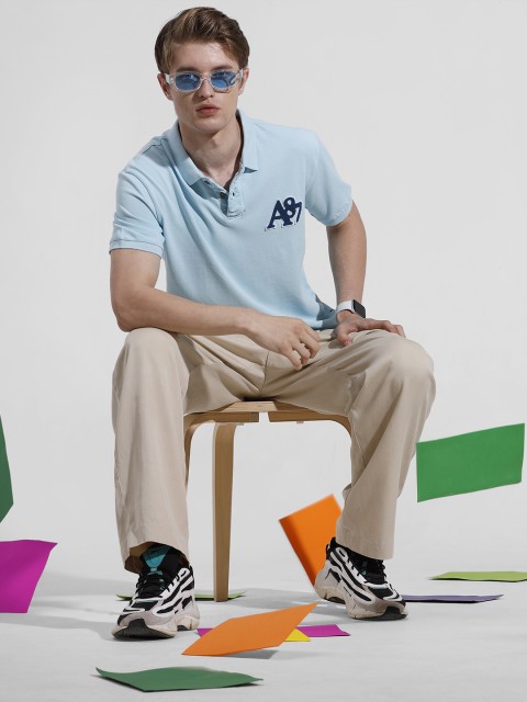 Aeropostale Brand Logo Applique Detailed Polo Collar Pure Cotton T-shirt - Image 5
