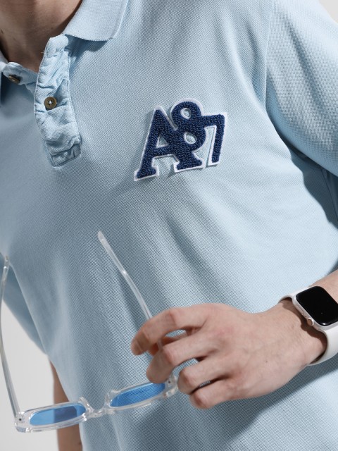 Aeropostale Brand Logo Applique Detailed Polo Collar Pure Cotton T-shirt - Image 2