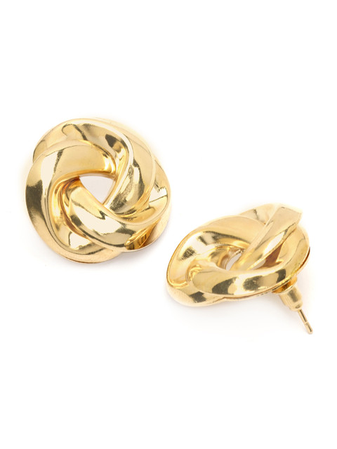 Bohey by KARATCART Gold Plated Contemporary Studs Earrings - Image 3