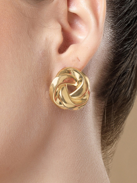 Bohey by KARATCART Gold Plated Contemporary Studs Earrings - Image 5