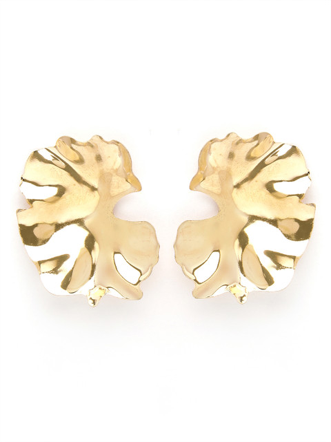 Bohey by KARATCART Gold Plated Organic Design Contemporary Stud Earrings - Image 2