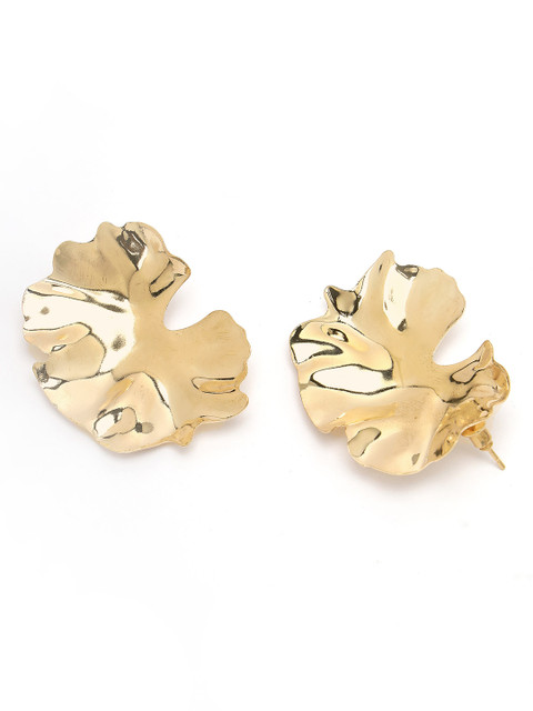 Bohey by KARATCART Gold Plated Organic Design Contemporary Stud Earrings - Image 3