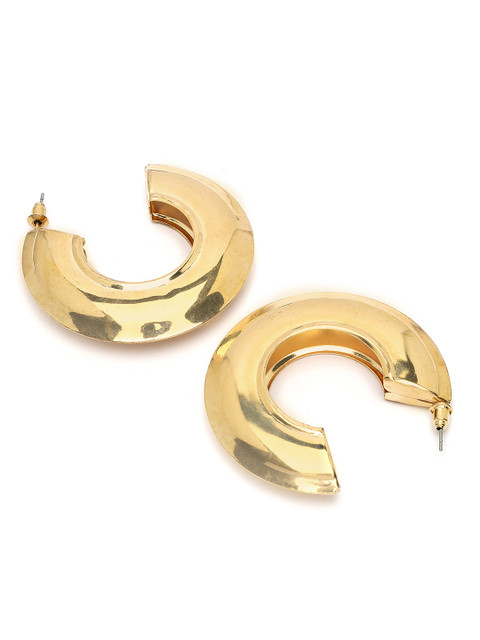 Bohey by KARATCART Gold Plated Contemporary Half Hoop Earrings - Image 3