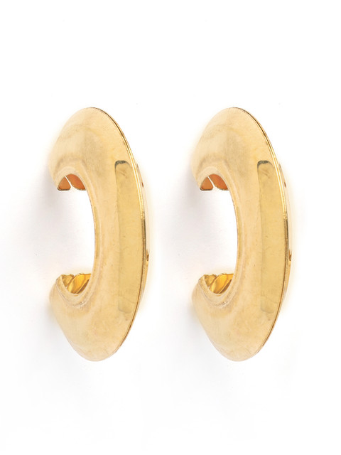 Bohey by KARATCART Gold Plated Contemporary Half Hoop Earrings - Image 2