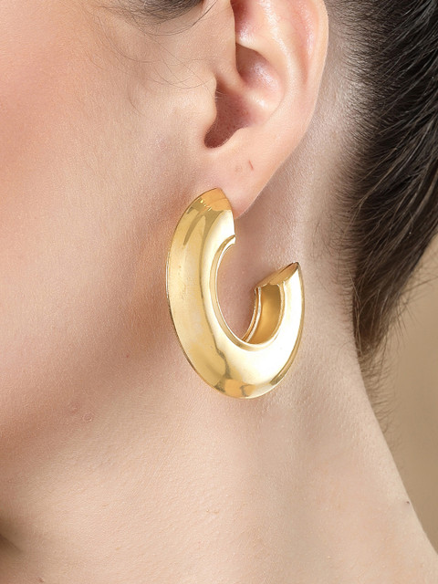 Bohey by KARATCART Gold Plated Contemporary Half Hoop Earrings - Image 5