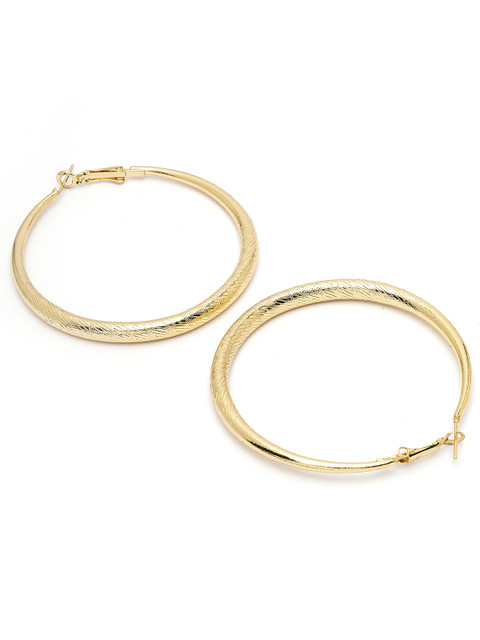Bohey by KARATCART Gold Plated Contemporary Hoop Earrings - Image 4