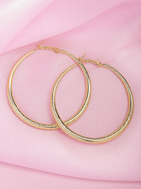 Bohey by KARATCART Gold Plated Contemporary Hoop Earrings - Image 2