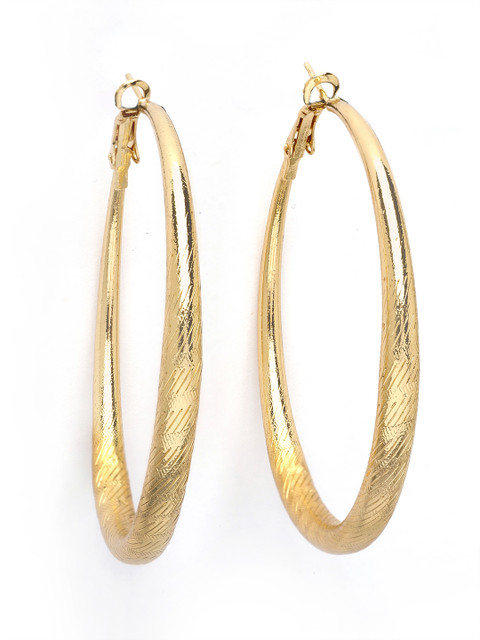 Bohey by KARATCART Gold Plated Contemporary Hoop Earrings - Image 3
