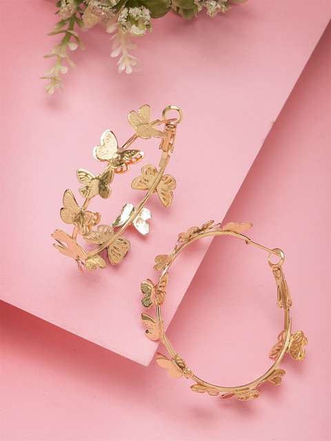 Bohey by KARATCART Gold Plated Contemporary Hoop Earrings