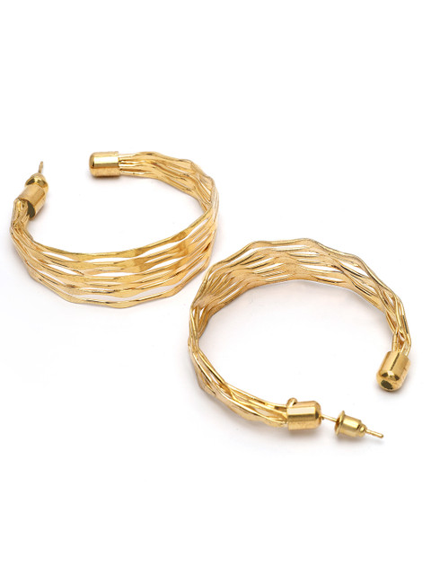 Bohey by KARATCART Gold Plated Contemporary Half Hoop Earrings - Image 4