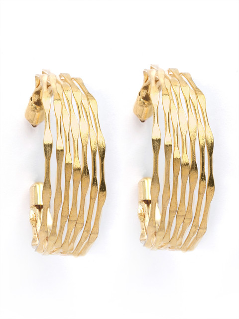 Bohey by KARATCART Gold Plated Contemporary Half Hoop Earrings - Image 3