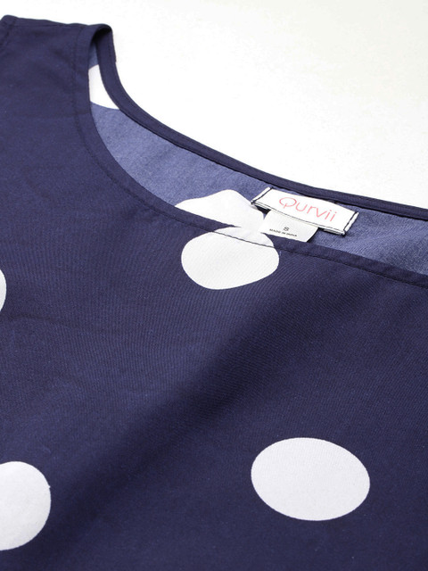 Qurvii Polka Dot Print Crepe A-Line Maxi Dress - Image 2