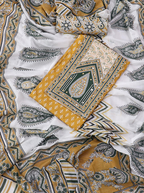 SALWAR STUDIO Printed Pure Cotton Unstitched Dress Material