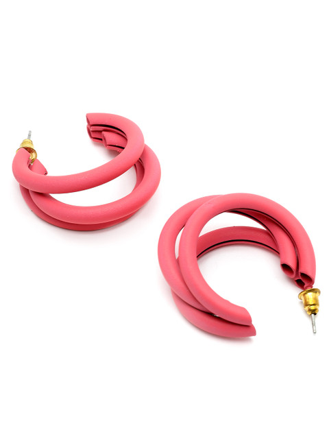 Bohey by KARATCART Gold-Plated Contemporary Half Hoop Earrings - Image 3