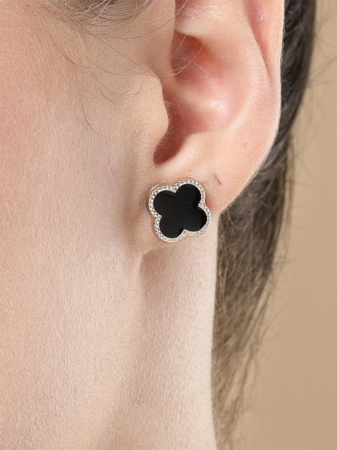 Bohey by KARATCART Set Of 12 Gold-Plated Contemporary Cubic Zirconia Studs Earrings - Image 4