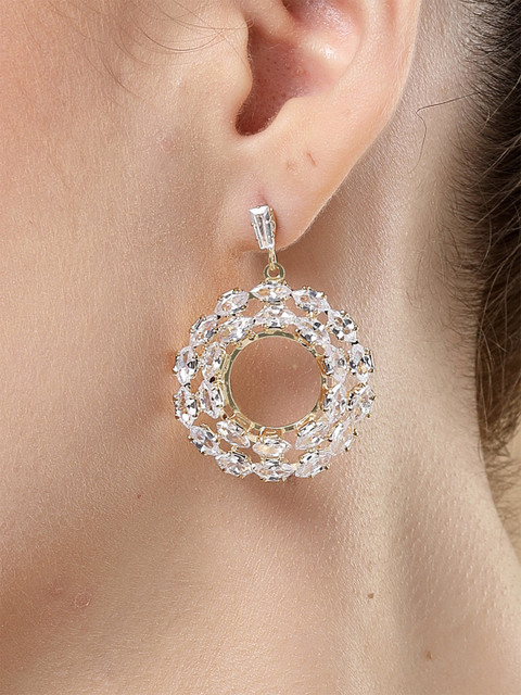 Bohey by KARATCART Gold-Plated Cubic Zirconia Contemporary Drop Earrings