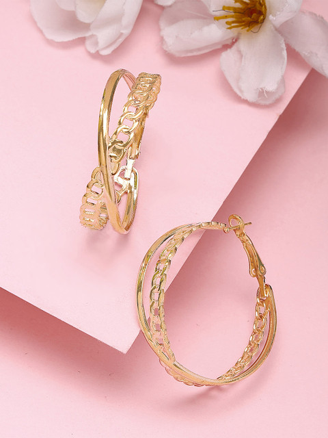 Bohey by KARATCART Gold Plated Contemporary Hoop Earrings