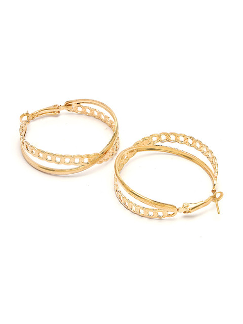 Bohey by KARATCART Gold Plated Contemporary Hoop Earrings - Image 3
