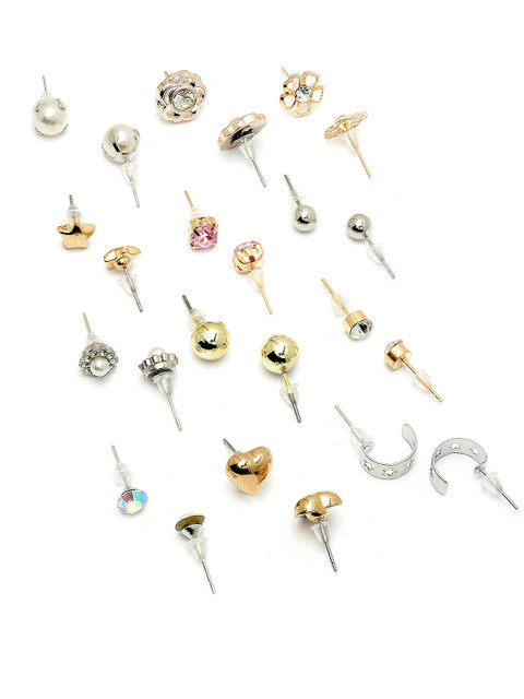 Bohey by KARATCART Set Of 12 Gold Plated Contemporary Studs - Image 3