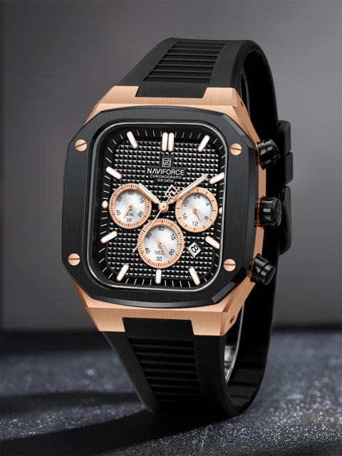 Naviforce Men Dial & Textured Straps Analogue Chronograph Watch NF8037 RGBB
