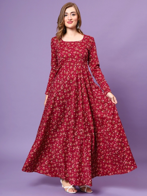 DHAKRE FASHION Floral Printed Round Neck Anarkali Kurta