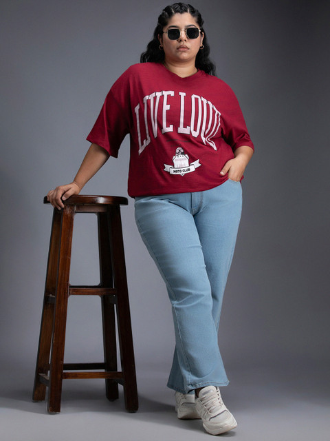 Freeform by High Star Women Typography Printed Plus Size T-Shirt - Image 5