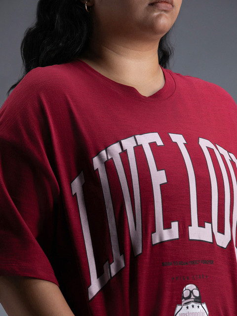 Freeform by High Star Women Typography Printed Plus Size T-Shirt - Image 2