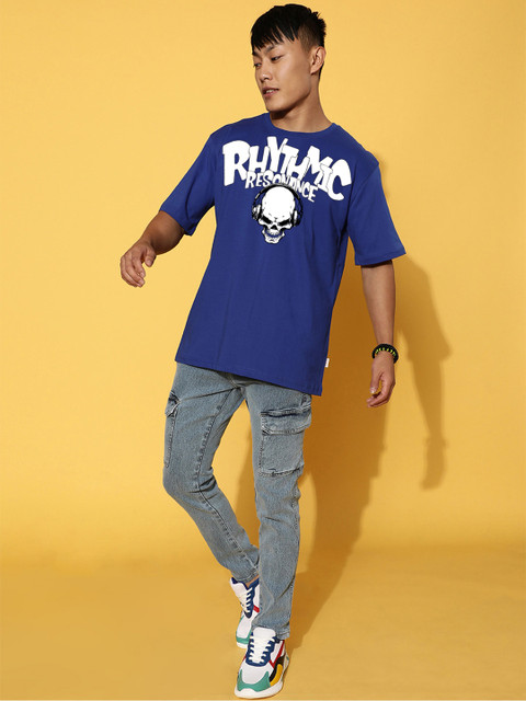 VEIRDO Men Typography Printed Round Neck Pure Cotton Oversized T-Shirt - Image 6