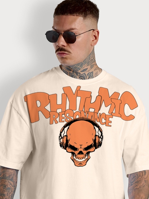 VEIRDO Men Typography Printed Round Neck Pure Cotton Oversized T-Shirt - Image 3