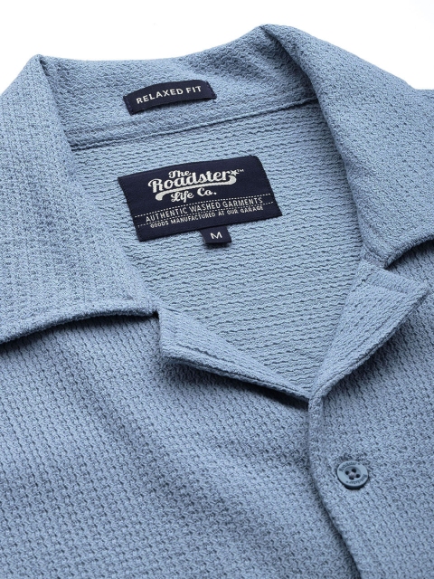 The Roadster Life Co. Popcorn Texture Drop-Shoulder Relaxed Fit Casual Shirt - Image 2