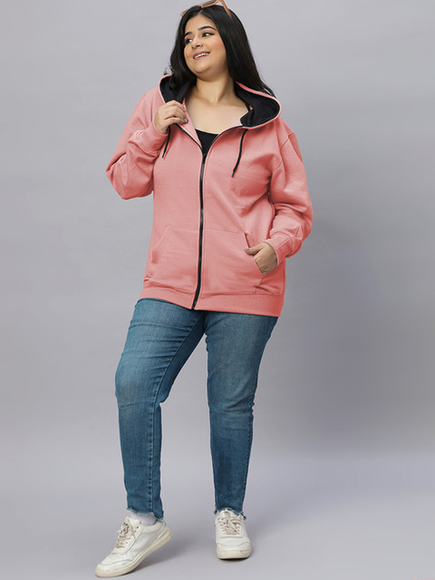 Wear Your Opinion Plus Size Hooded Front-Open Sweatshirt - Image 5