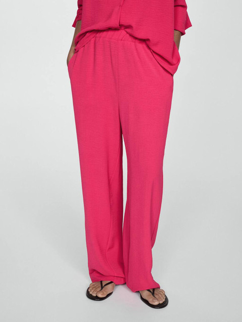MANGO Women Textured Flowy Trousers