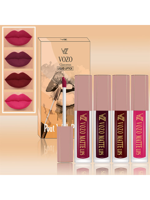 VOZO Set Of 4 Matte Finish Liquid Lipsticks-101-102-103-202