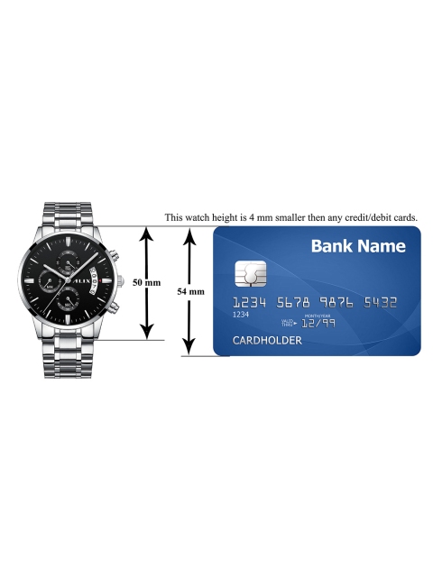 ALIX Men Dial & Stainless Steel Bracelet Style Straps Analogue Chronograph Watch AL2309 SB - Image 6