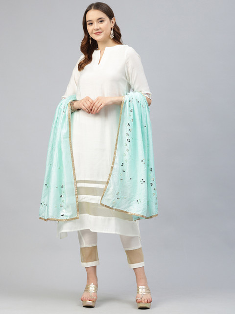 swatika Ethnic Motifs Embroidered Dupatta with Sequinned - Image 2