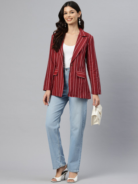 Cottinfab Striped Single-Breasted Pure Cotton Casual Blazer - Image 5